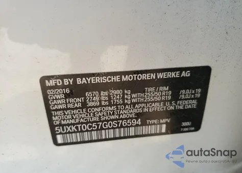 2016 BMW X5 Xdr40E from USA, damaged, VIN 5UXKT0C57G0S76594